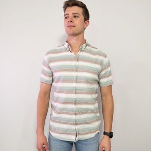 Men’s Ezekiel Salem Stripe Short Sleeve Cotton Button-Down Shirt